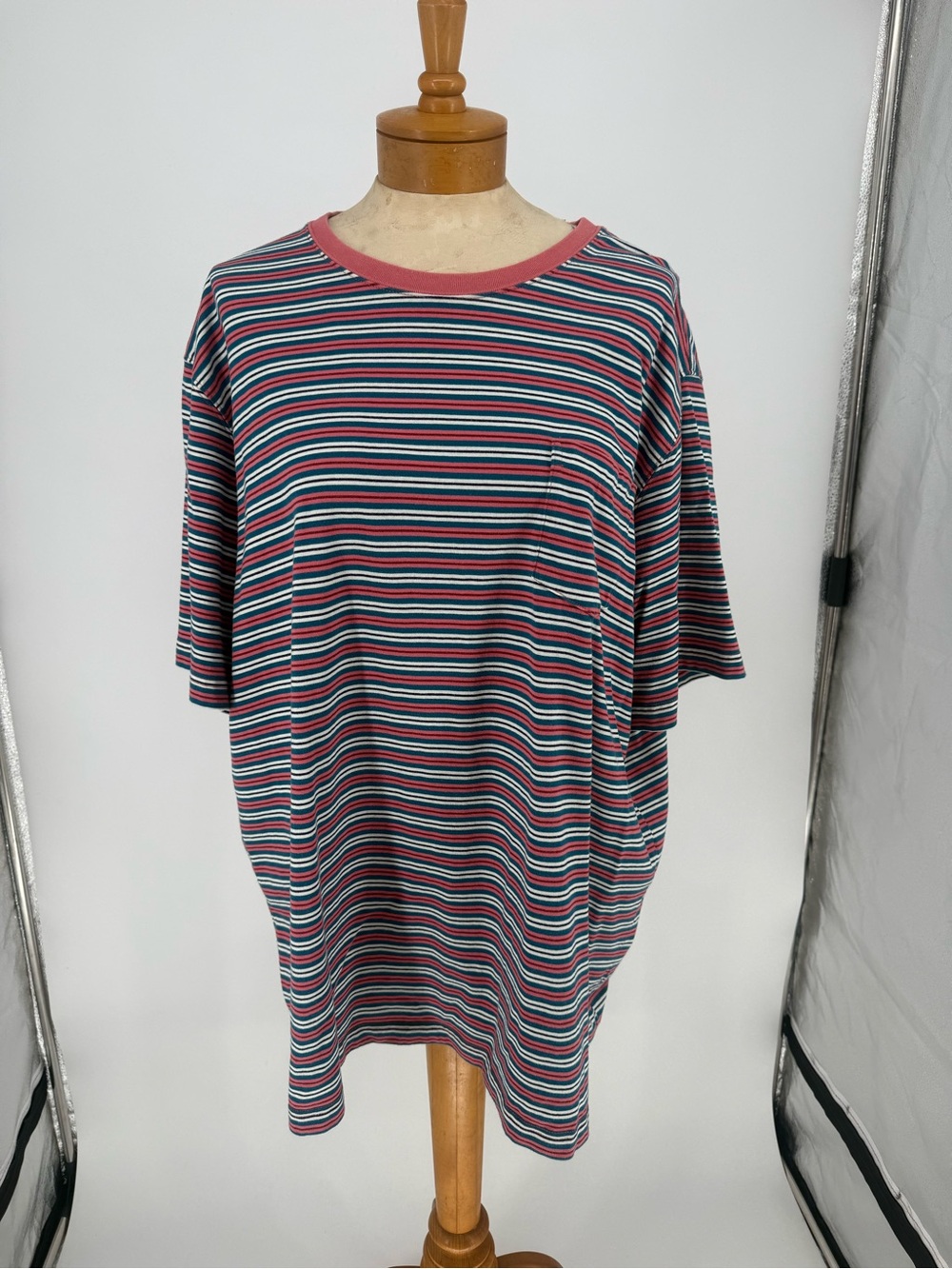 Lands’ End Men’s Striped Crewneck T-Shirt in Red and Blue sz XXL